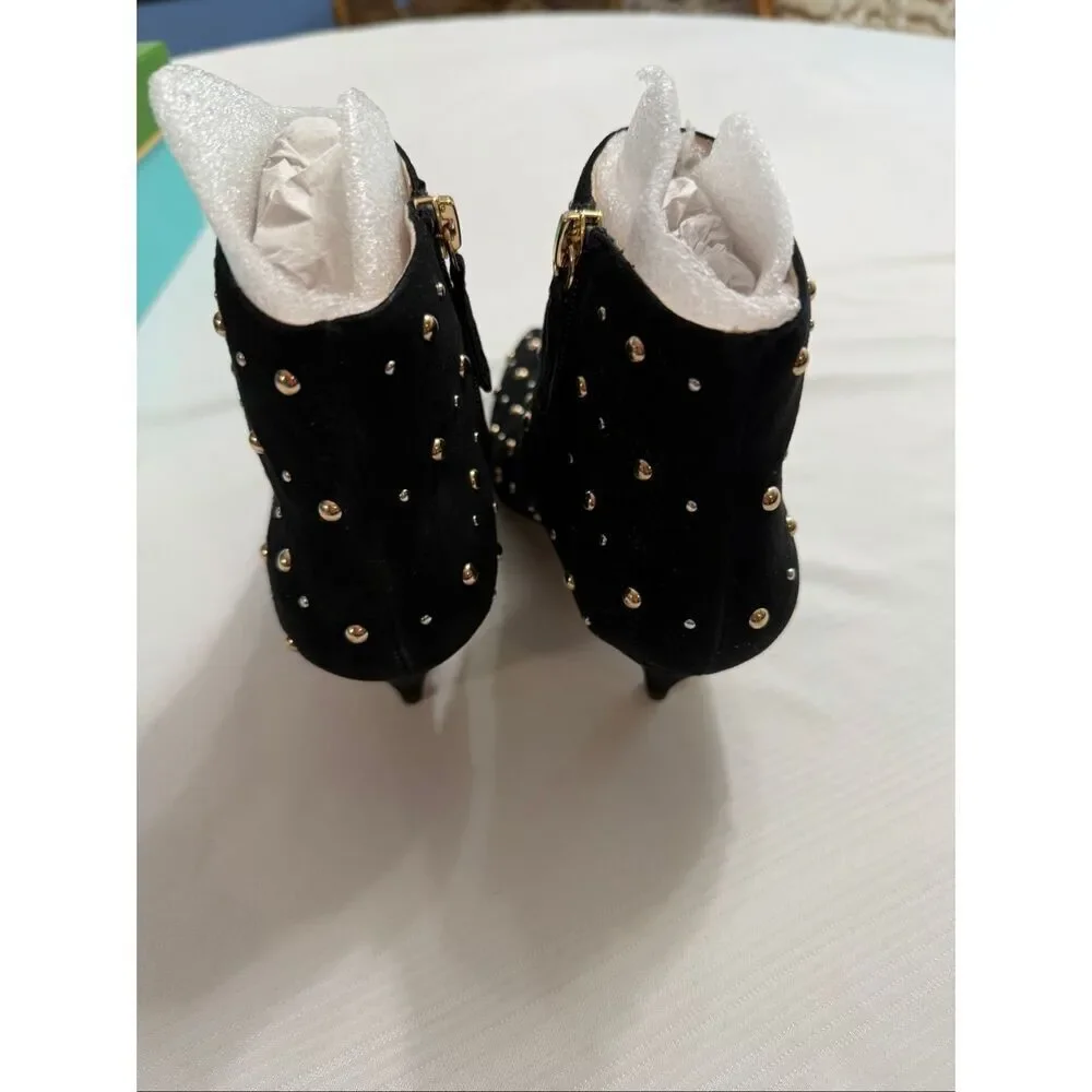 Kate Spade Starr Studded Beaded Black Ankle Boots Booties Women's Size 5 M